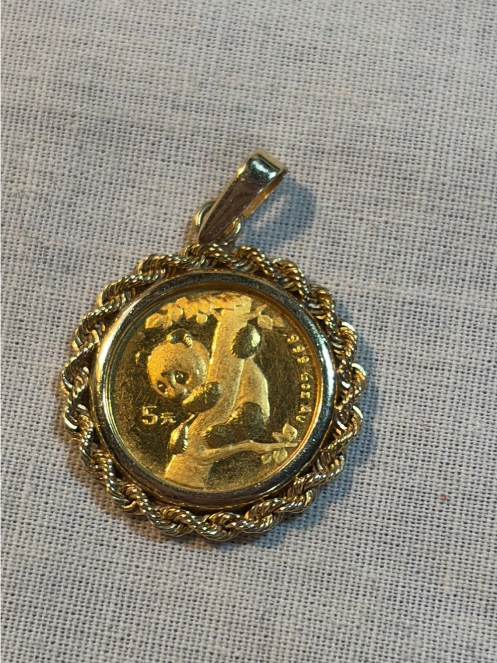 24K Gold 1996 Panda Coin Pendant 1/2 oz